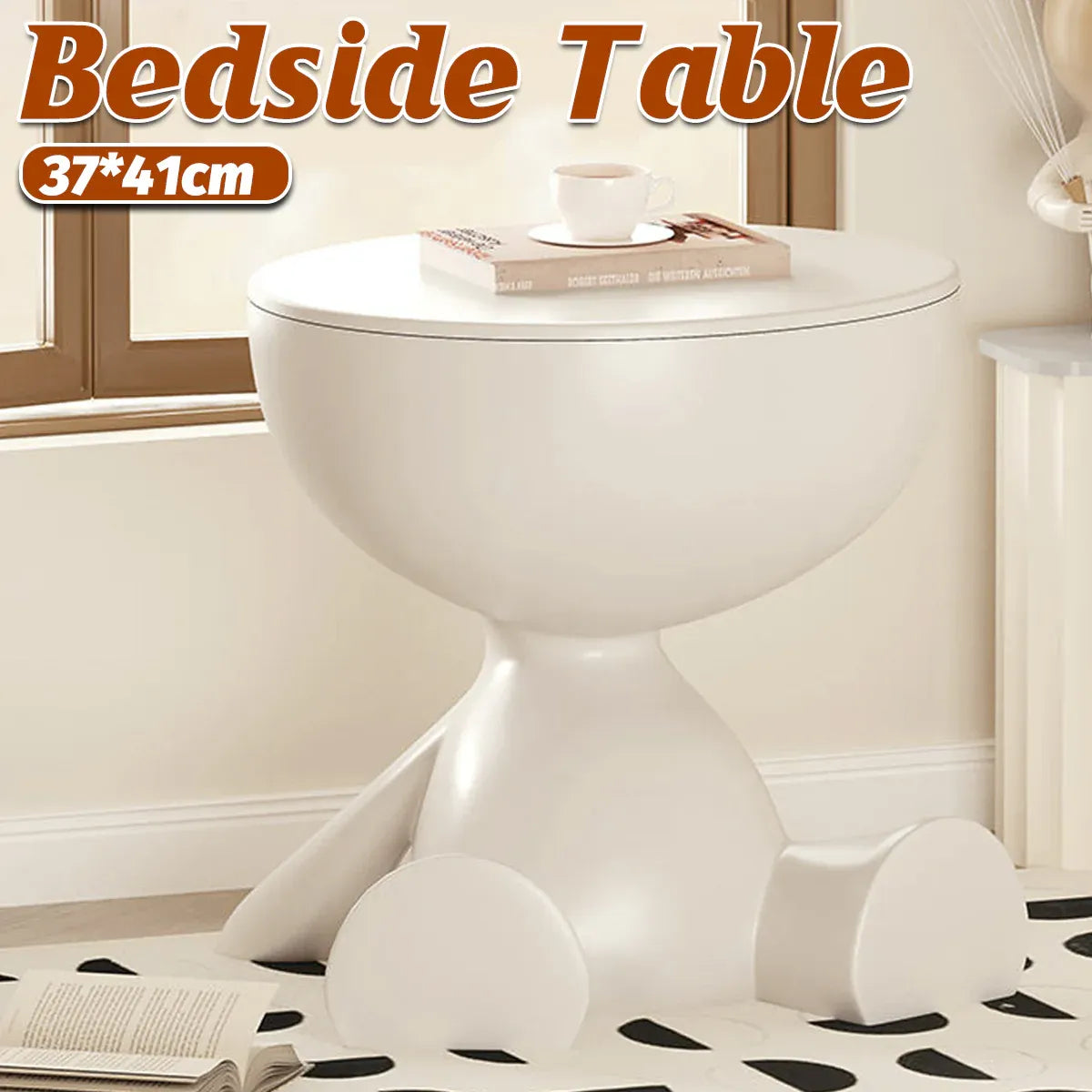 Plastic Bedside Table Sofa End Table Storage Rack Movable Coffee Table Mini Bear